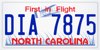 NC license plate DIA7875