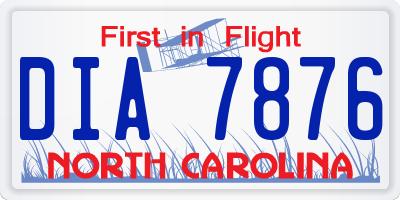 NC license plate DIA7876