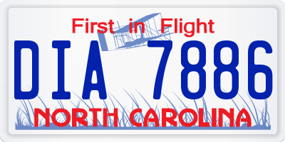 NC license plate DIA7886