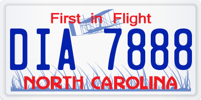 NC license plate DIA7888