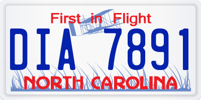 NC license plate DIA7891