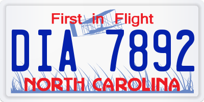NC license plate DIA7892