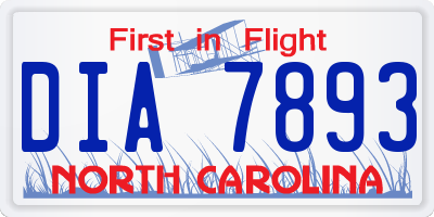 NC license plate DIA7893