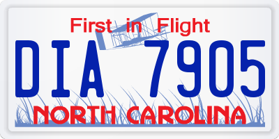 NC license plate DIA7905