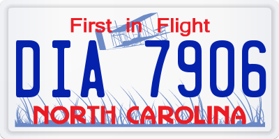 NC license plate DIA7906
