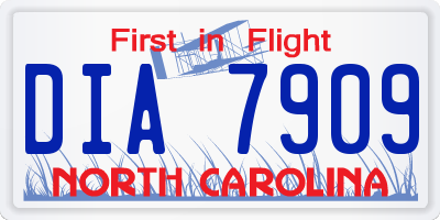 NC license plate DIA7909