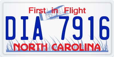 NC license plate DIA7916
