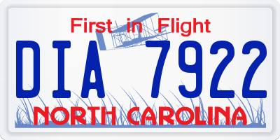 NC license plate DIA7922