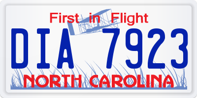 NC license plate DIA7923
