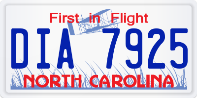 NC license plate DIA7925