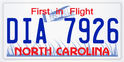 NC license plate DIA7926