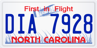 NC license plate DIA7928