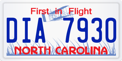NC license plate DIA7930