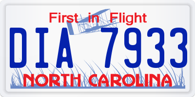 NC license plate DIA7933