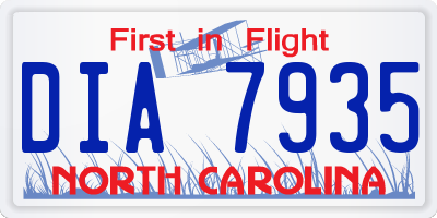 NC license plate DIA7935