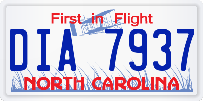 NC license plate DIA7937