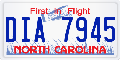NC license plate DIA7945