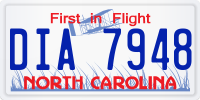 NC license plate DIA7948