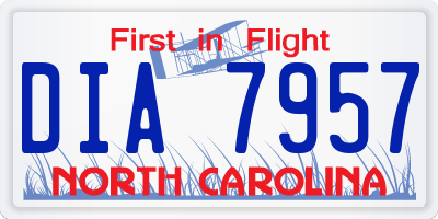 NC license plate DIA7957