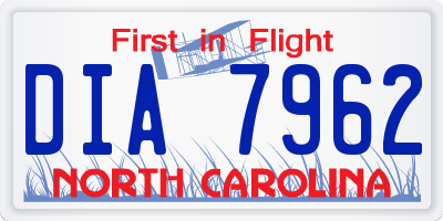NC license plate DIA7962