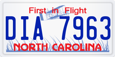 NC license plate DIA7963