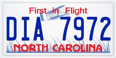 NC license plate DIA7972