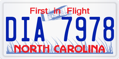 NC license plate DIA7978