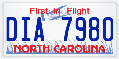 NC license plate DIA7980