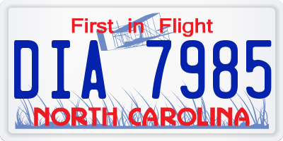 NC license plate DIA7985