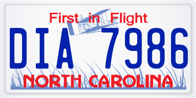 NC license plate DIA7986