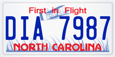 NC license plate DIA7987