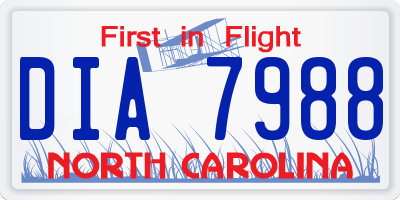 NC license plate DIA7988