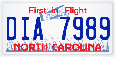 NC license plate DIA7989