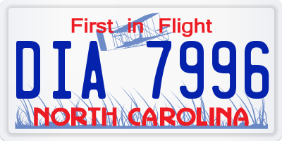 NC license plate DIA7996