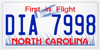 NC license plate DIA7998