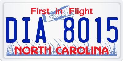 NC license plate DIA8015