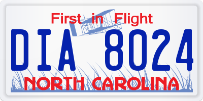 NC license plate DIA8024