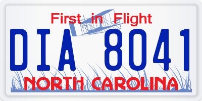 NC license plate DIA8041