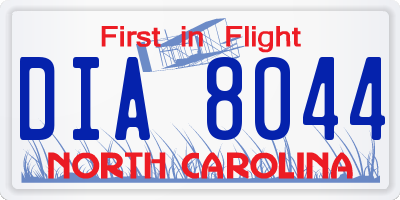 NC license plate DIA8044