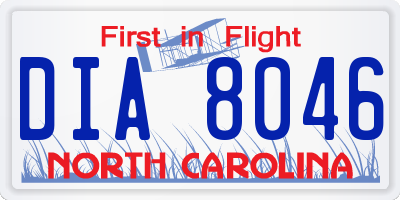 NC license plate DIA8046