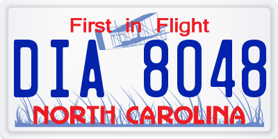 NC license plate DIA8048