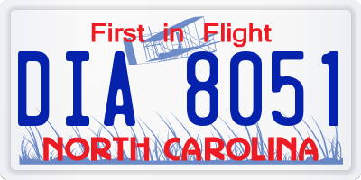 NC license plate DIA8051
