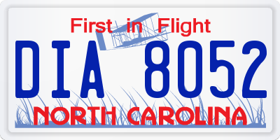 NC license plate DIA8052