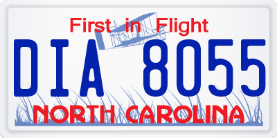 NC license plate DIA8055