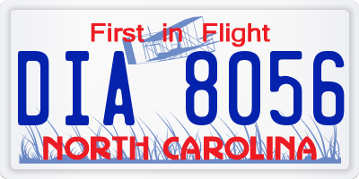 NC license plate DIA8056
