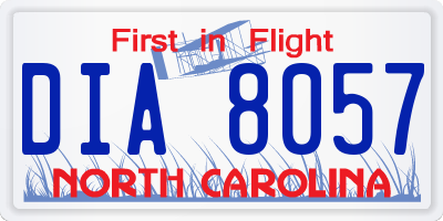 NC license plate DIA8057