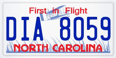 NC license plate DIA8059