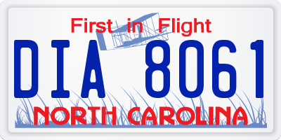 NC license plate DIA8061