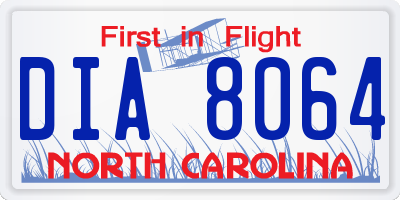NC license plate DIA8064