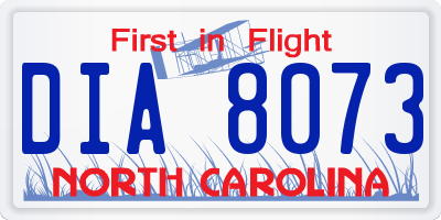 NC license plate DIA8073